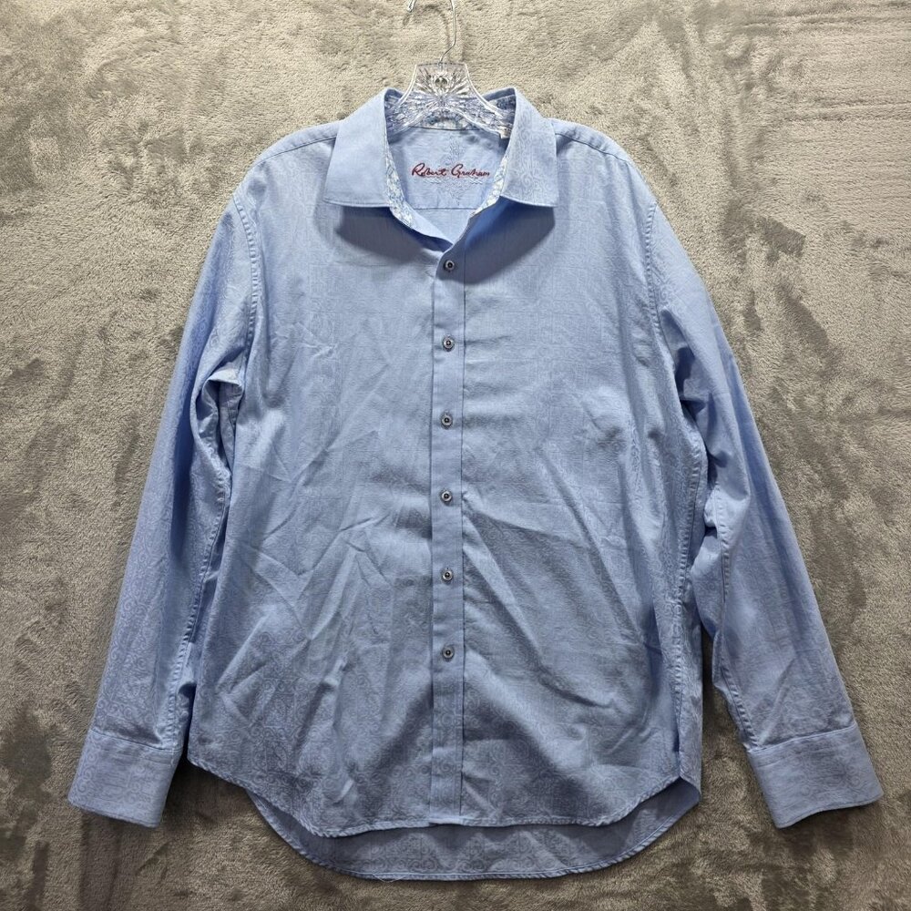 Robert Graham Shirt Mens XL Blue Classic Fit Long Sleeve Button Up Patterned